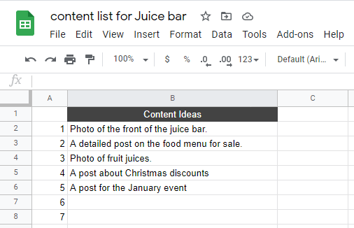 Content Topics List